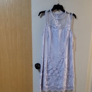 Elegant Lace Sleeveless Light Purple Dress